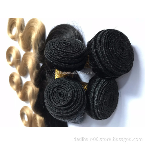 two tone color human hair extensions blonde hair virgin brazilian ombre blonde hair
